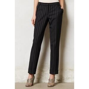 Cartonnier Pinstripe Lou Taper Trousers SIZE 8 Black Heavyweight Dress Pants